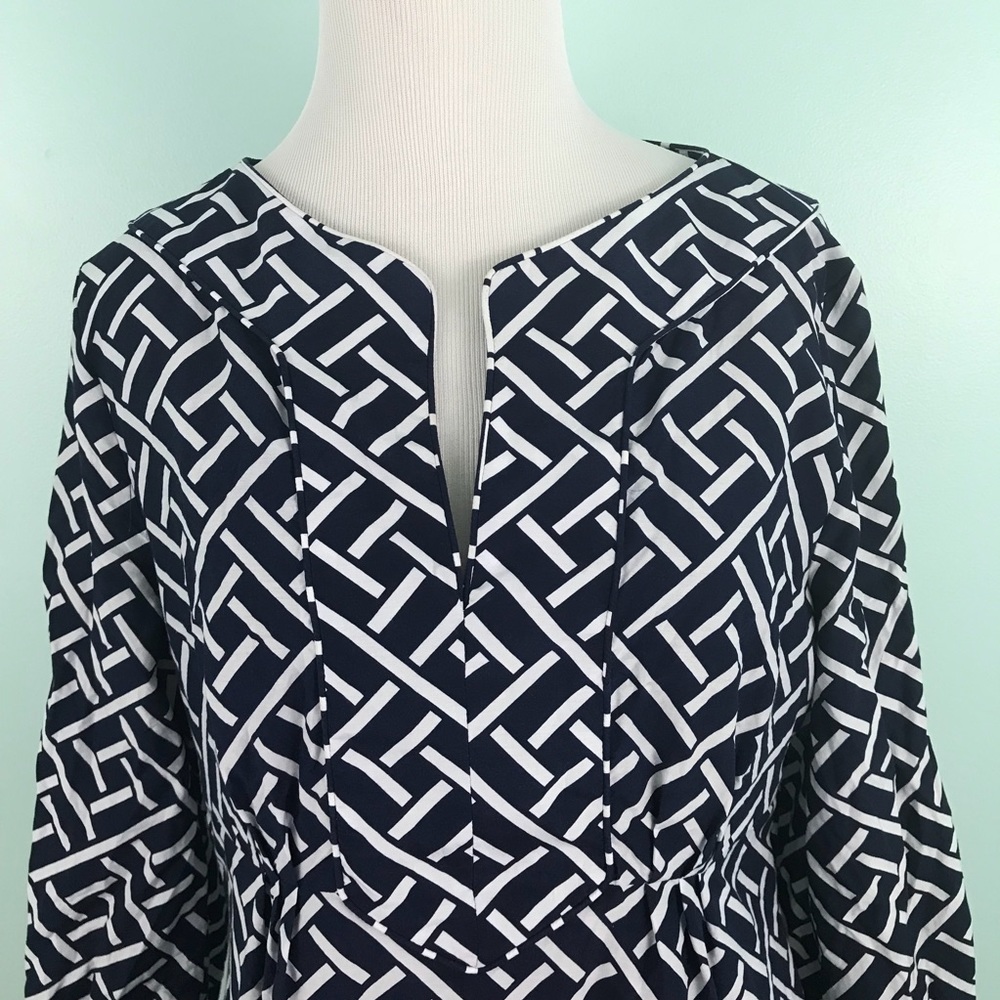 Elizabeth McKay Dress Size 8 Blue White Print - Picture 2 of 8